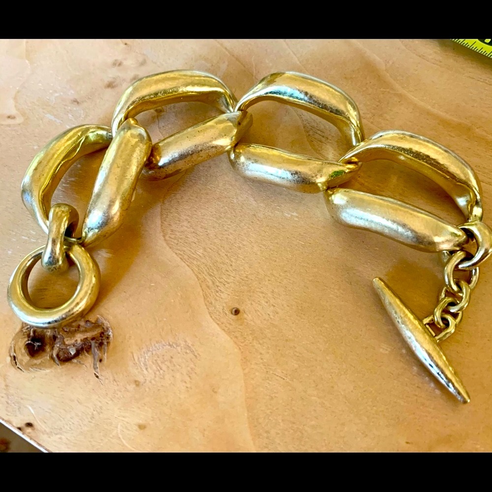 Vaubel chunky oval green gold 8” bracelet